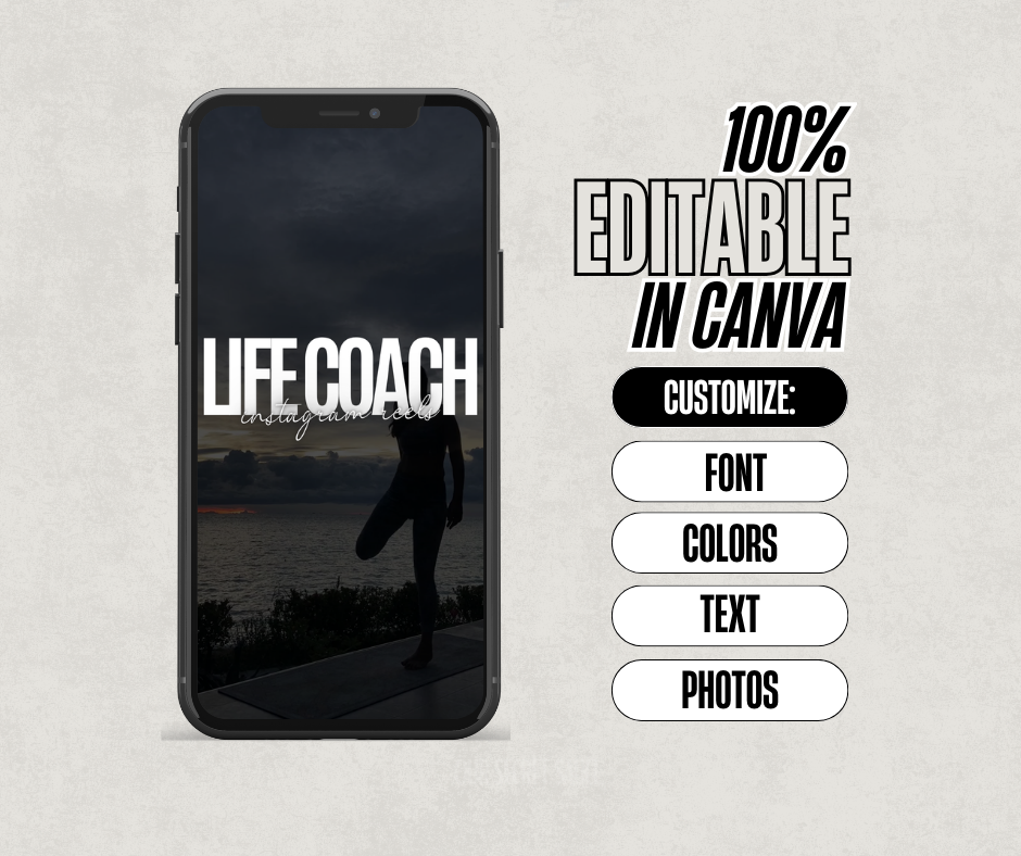 Boost your coaching content with ready-to-use Reels & captions. Fully editable in Canva with MRR + PLR rights to resell for profit.