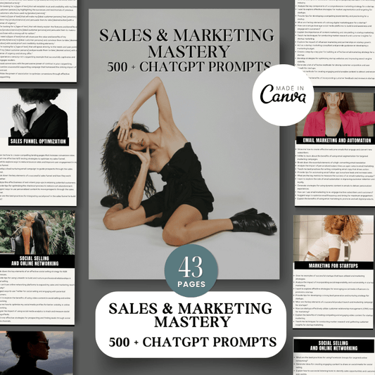 The Sales & Marketing Mastery | 500+ Plus ChatGPT Prompts & Photos