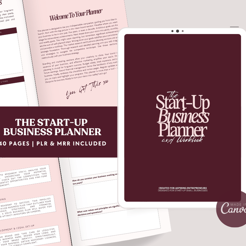 The Start Up Business Planner & Workbook | MRR/PLR Plus FREE GIFTS